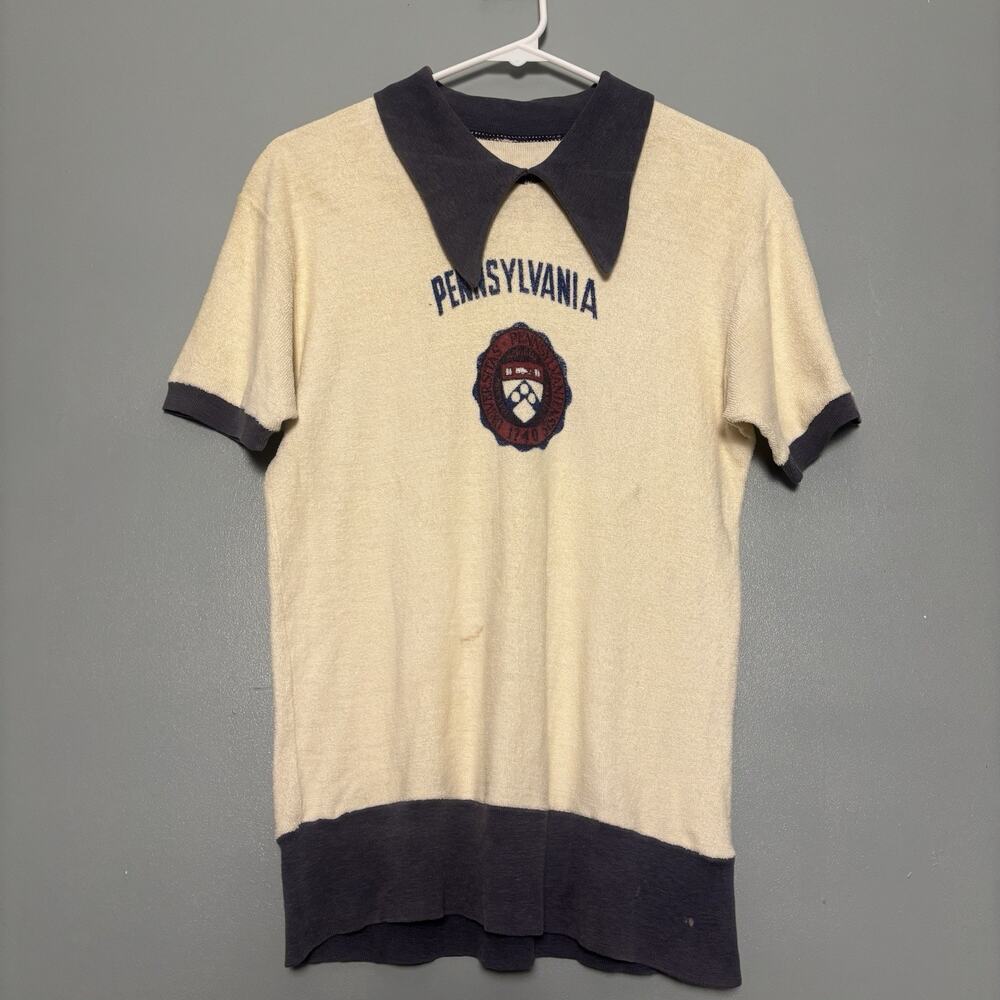 Vintage 1940s University Of Pennsylvania Terry Cloth Shirt Antique Collectible